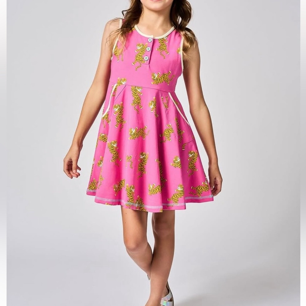 NWT Pink Sleeveless Kids Dress with tiger print